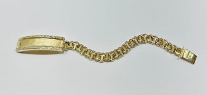10K GOLD CHINO LINK ID BRACELET BRACELET-  7.25"  WEIGHT: 35.1gm