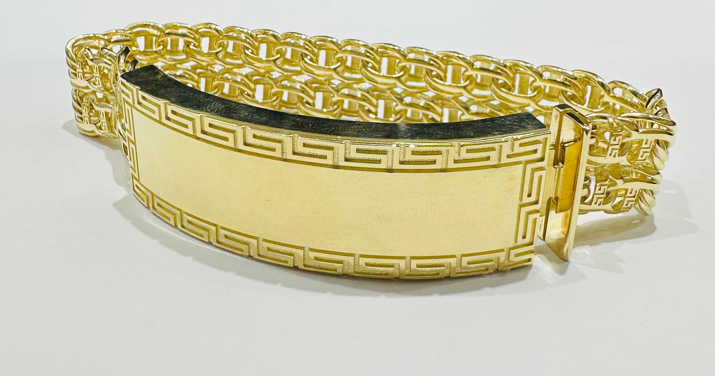 10K GOLD DOUBLE CHINO LINK ID BRACELET-  9"  WEIGHT: 36.9gm