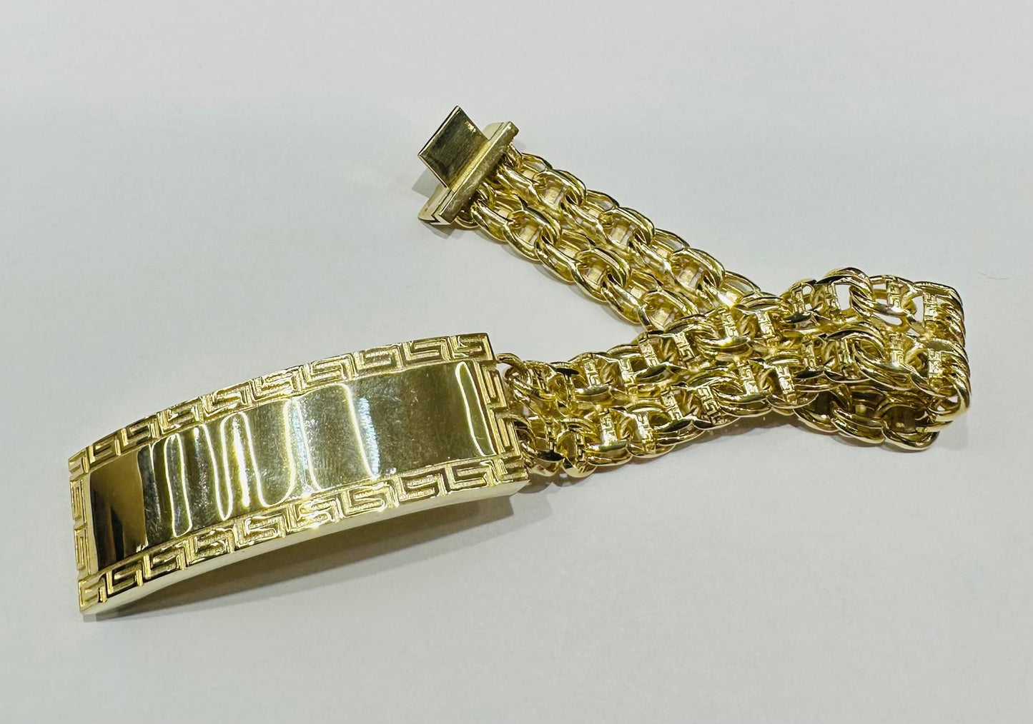 10K GOLD DOUBLE CHINO LINK ID BRACELET-  9"  WEIGHT: 36.9gm