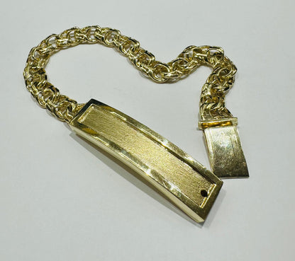 10K GOLD CHINO LINK ID BRACELET-  9"  WEIGHT: 51.6gm