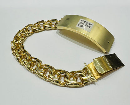 10K GOLD CHINO LINK ID BRACELET BRACELET-  8"  WEIGHT: 58.6gm