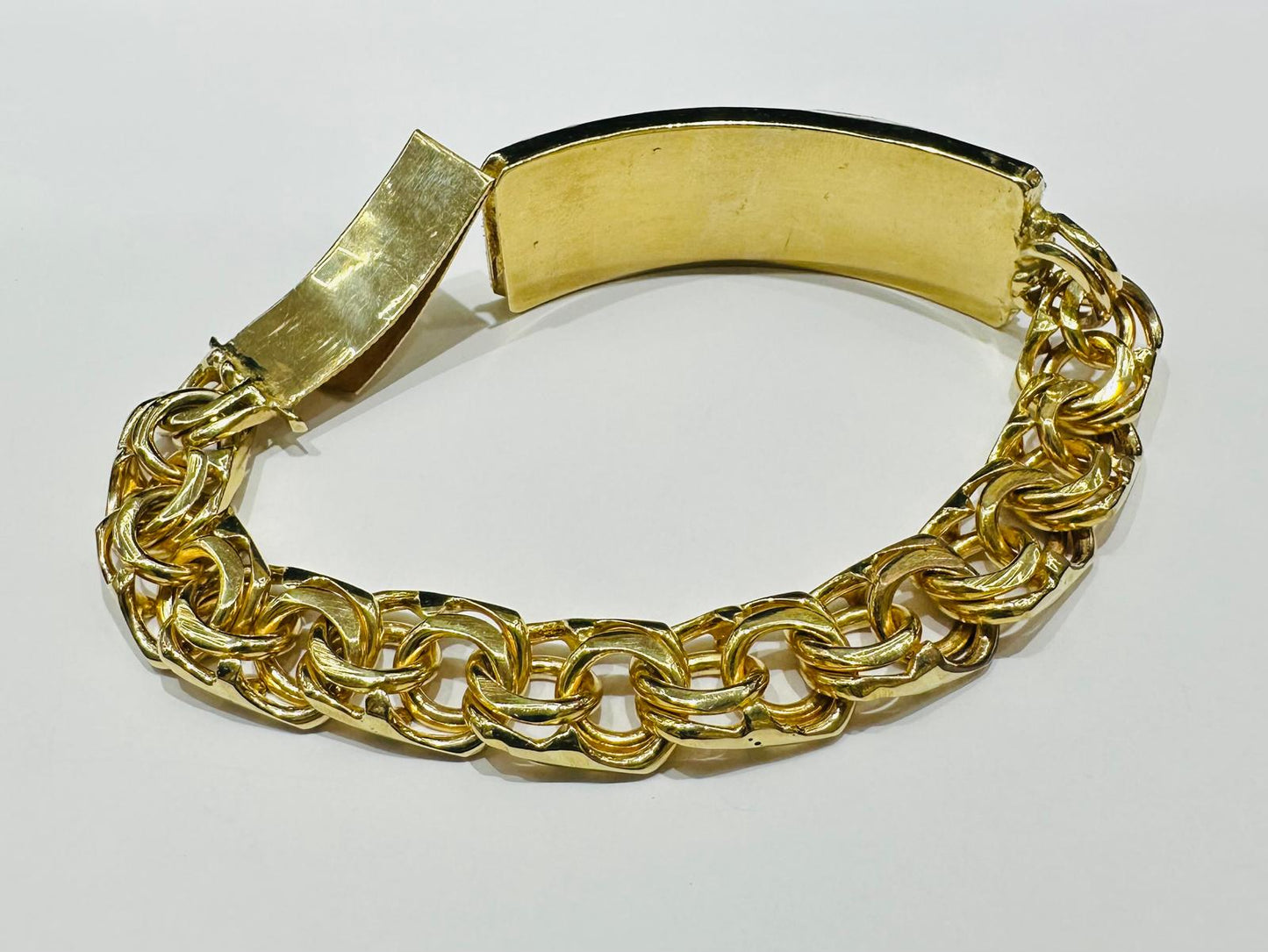10K GOLD CHINO LINK ID BRACELET BRACELET-  8"  WEIGHT: 58.6gm