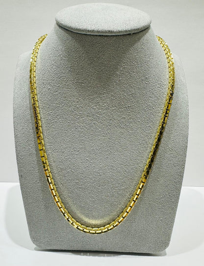 10K GOLD VENETIAN ROUND BOX CHAIN NECKLACE-  24"  2.90mm  34.4gm