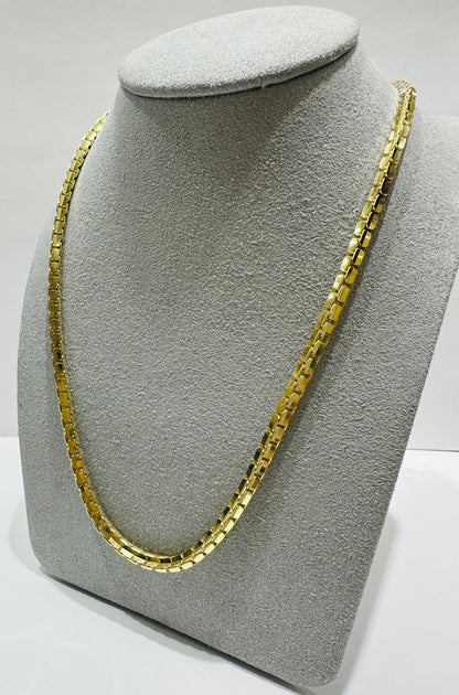 10K GOLD VENETIAN ROUND BOX CHAIN NECKLACE-  24"  2.90mm  34.4gm