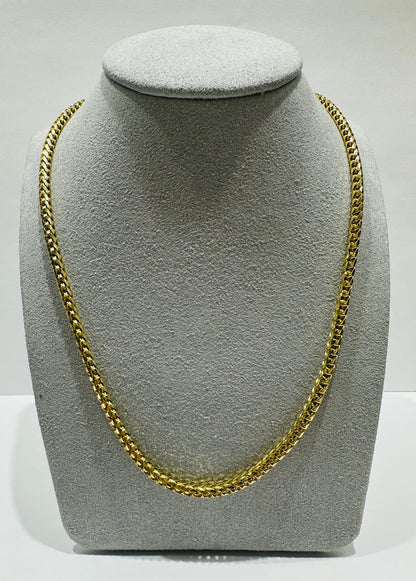 10K GOLD FRANCO LINK CHAIN NECKLACE-  24"  3.25mm  32.7gm