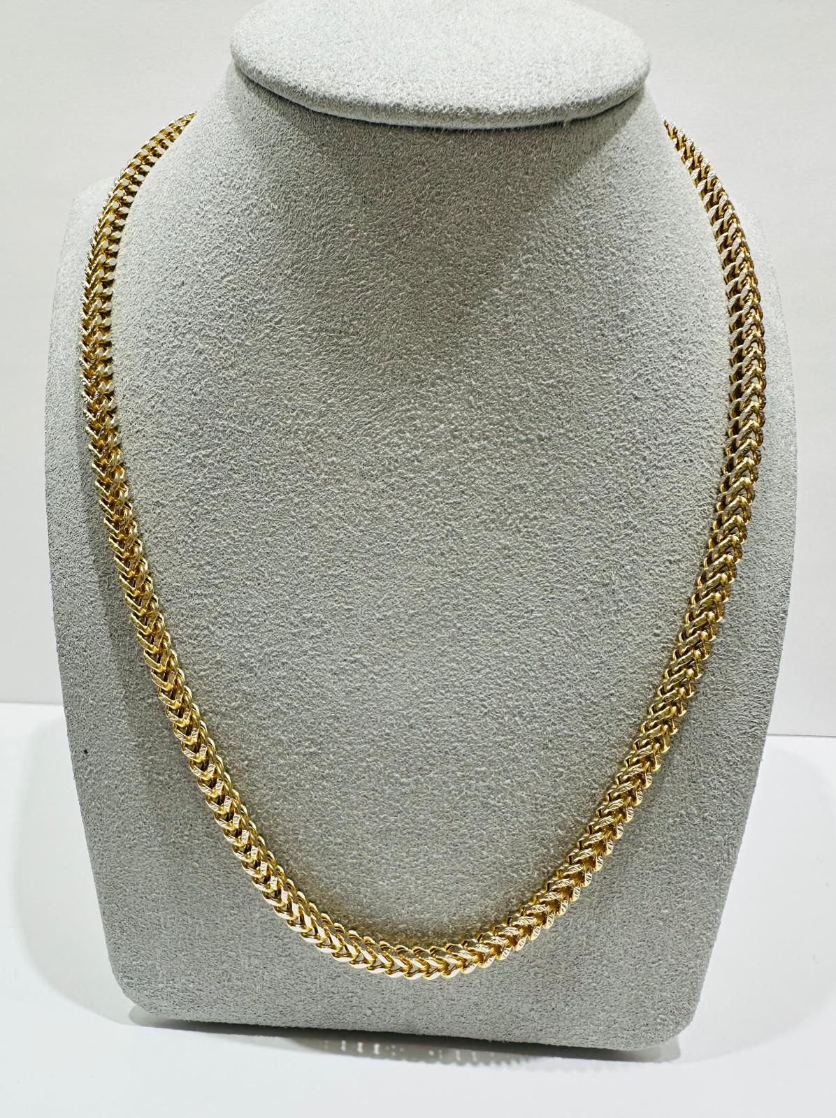 10K GOLD FRANCO DIAMON CUT LINK NECKLACE-  24"  3.80mm  19.1gm