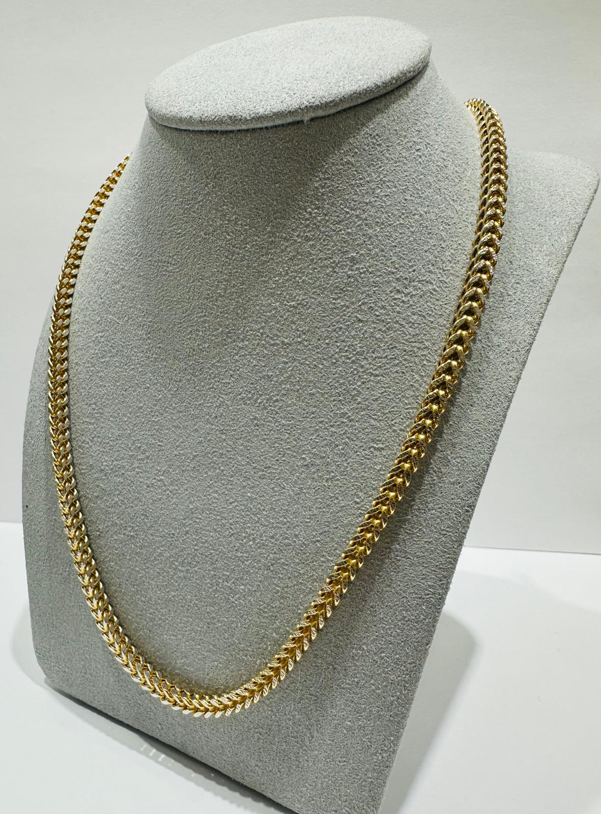 10K GOLD FRANCO DIAMON CUT LINK NECKLACE-  24"  3.80mm  19.1gm