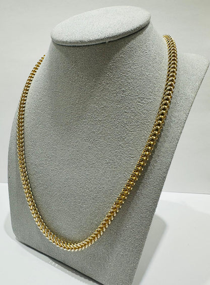 10K GOLD FRANCO DIAMON CUT LINK NECKLACE-  24"  3.80mm  19.1gm