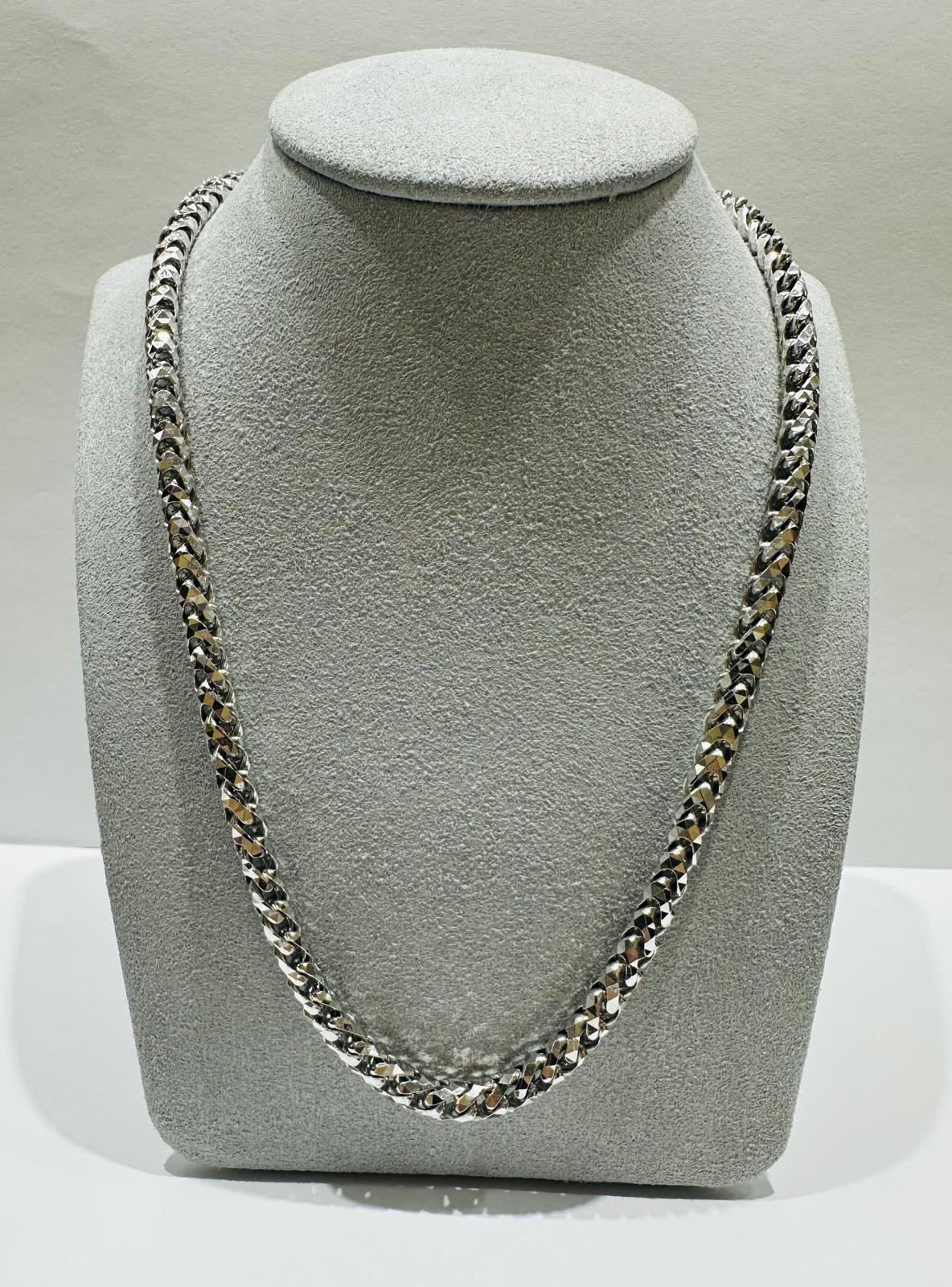 10K WHITE GOLD DIAMOND CUT FRANCO LINK NECKLACE-  24"  4.75mm  67.1gm