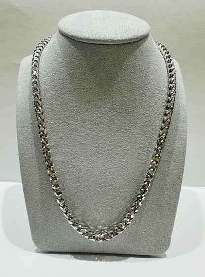 10K WHITE GOLD DIAMOND CUT FRANCO LINK NECKLACE-  24"  4.75mm  67.1gm