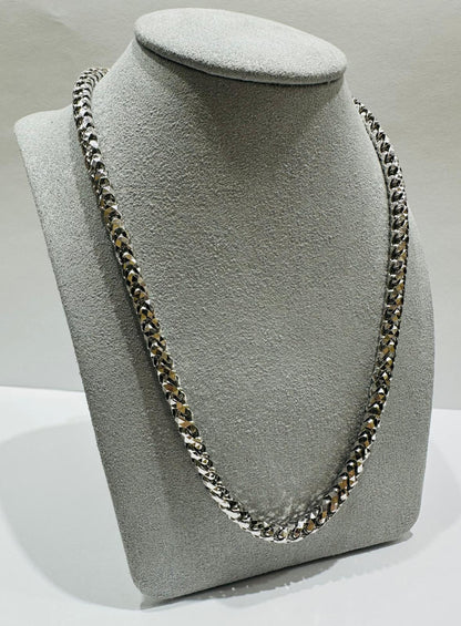 10K WHITE GOLD DIAMOND CUT FRANCO LINK NECKLACE-  24"  4.75mm  67.1gm
