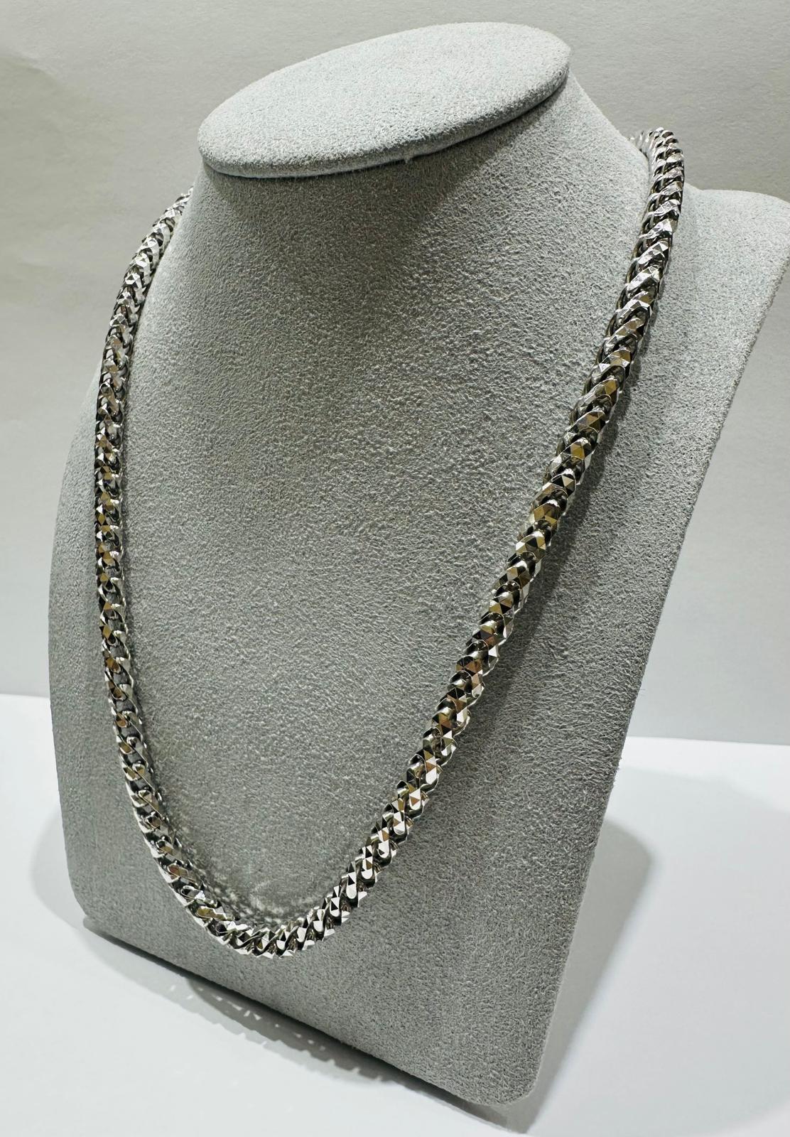 10K WHITE GOLD DIAMOND CUT FRANCO LINK NECKLACE-  24"  4.75mm  67.1gm
