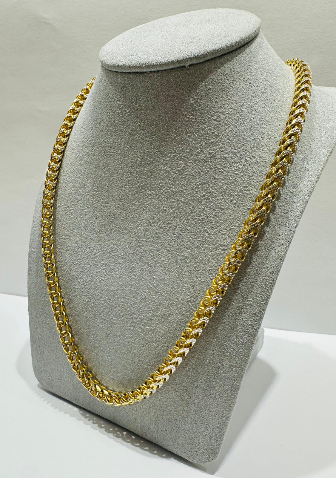 10K GOLD DIAMOND CUT FRANCO LINK NECKLACE-  28"  6.05mm  48.0gm