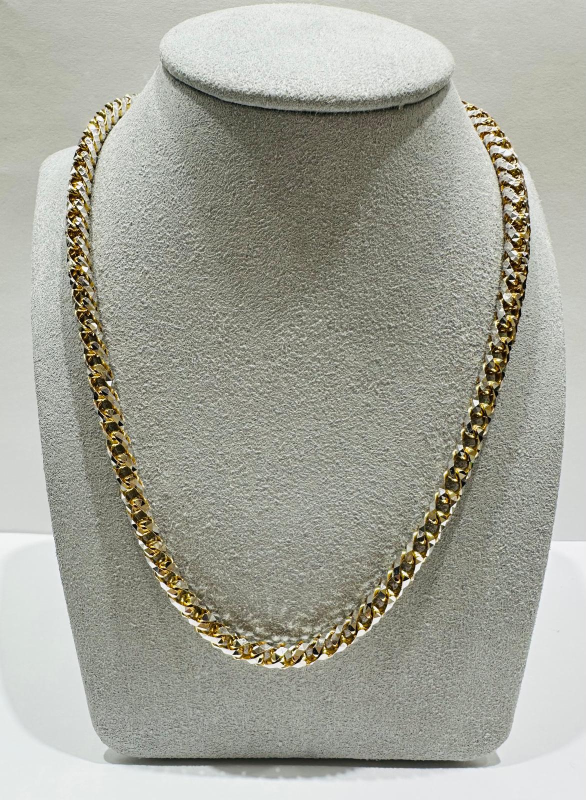 10K GOLD DIAMOND CUT FRANCO LINK NECKLACE-  22"  4.65mm  61.2gm