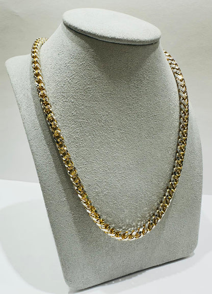 10K GOLD DIAMOND CUT FRANCO LINK NECKLACE-  22"  4.65mm  61.2gm