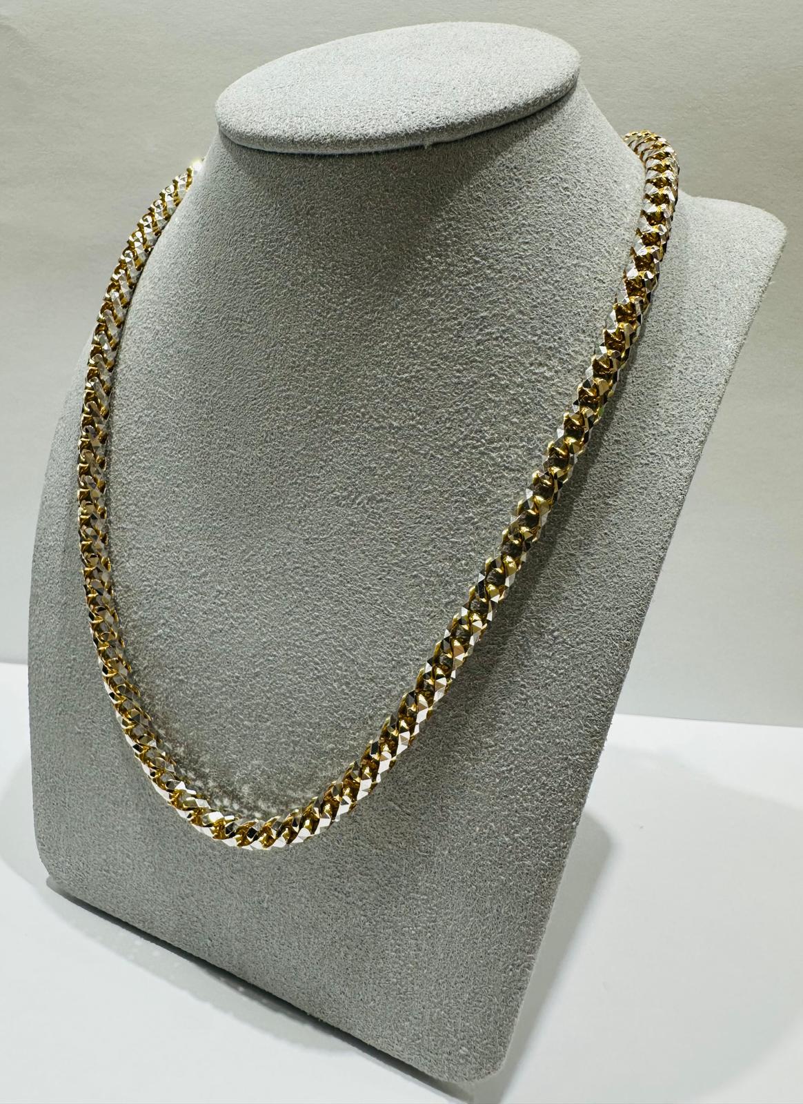 10K GOLD DIAMOND CUT FRANCO LINK NECKLACE-  22"  4.65mm  61.2gm