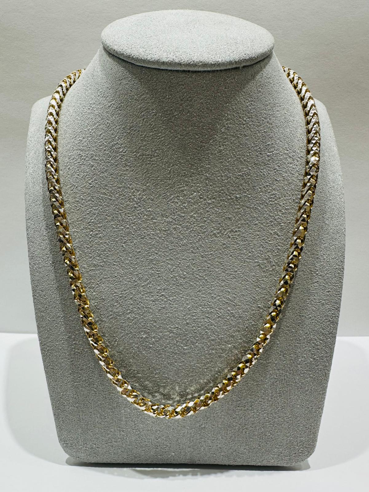 10K GOLD DIAMOND CUT FRANCO LINK NECKLACE-  20"  4.20mm  43.7gm