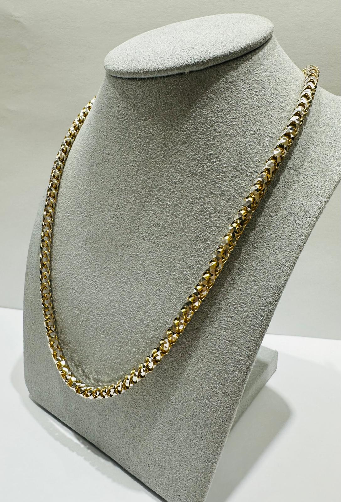 10K GOLD DIAMOND CUT FRANCO LINK NECKLACE-  20"  4.20mm  43.7gm