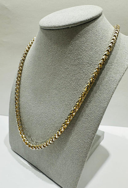 10K GOLD DIAMOND CUT FRANCO LINK NECKLACE-  20"  4.20mm  43.7gm
