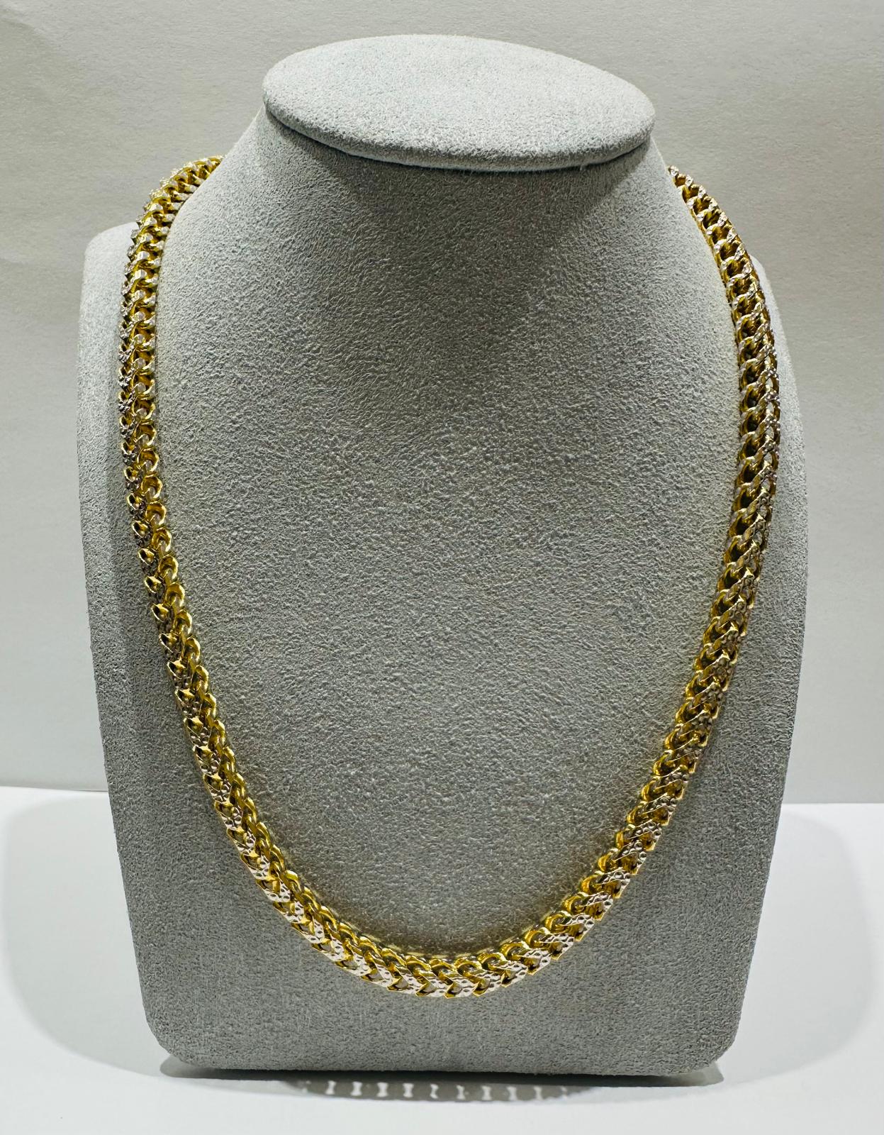 10K GOLD DIAMOND CUT FRANCO LINK NECKLACE-  24"  4.20mm  60.9gm