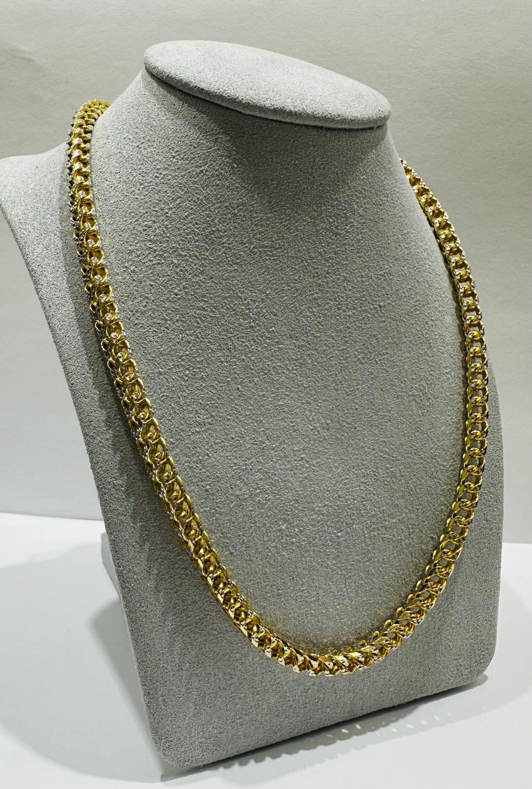 10K GOLD DIAMOND CUT FRANCO LINK NECKLACE-  28"  6.05mm  48.0gm