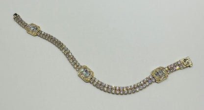 10K GOLD WHITE SAPPHIRE BRACELET - WEIGHT: 12.7gm