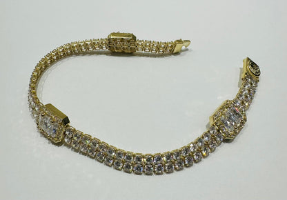 10K GOLD WHITE SAPPHIRE BRACELET - WEIGHT: 12.7gm