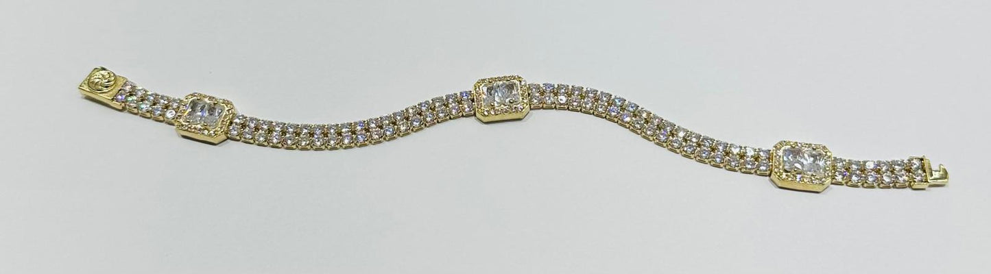 10K GOLD WHITE SAPPHIRE BRACELET - WEIGHT: 12.7gm