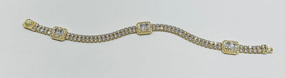 10K GOLD WHITE SAPPHIRE BRACELET - WEIGHT: 12.7gm