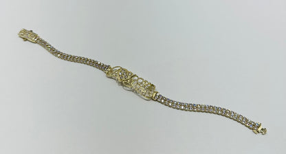 10K GOLD WHITE SAPPHIRE " I LOVE YOU " TENNIS BRACELET - WEIGHT: 8.3gm