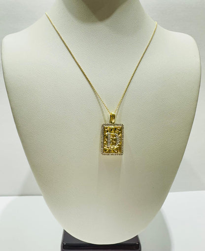 10K GOLD INTIAL LETTER "D" PENDANT DIAMOND SET- 0.25CT