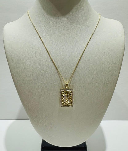 10K GOLD INTIAL LETTER "R" PENDANT DIAMOND SET- 0.25CT