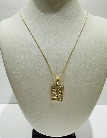 10K GOLD INTIAL LETTER "K" PENDANT DIAMOND SET- 0.25CT