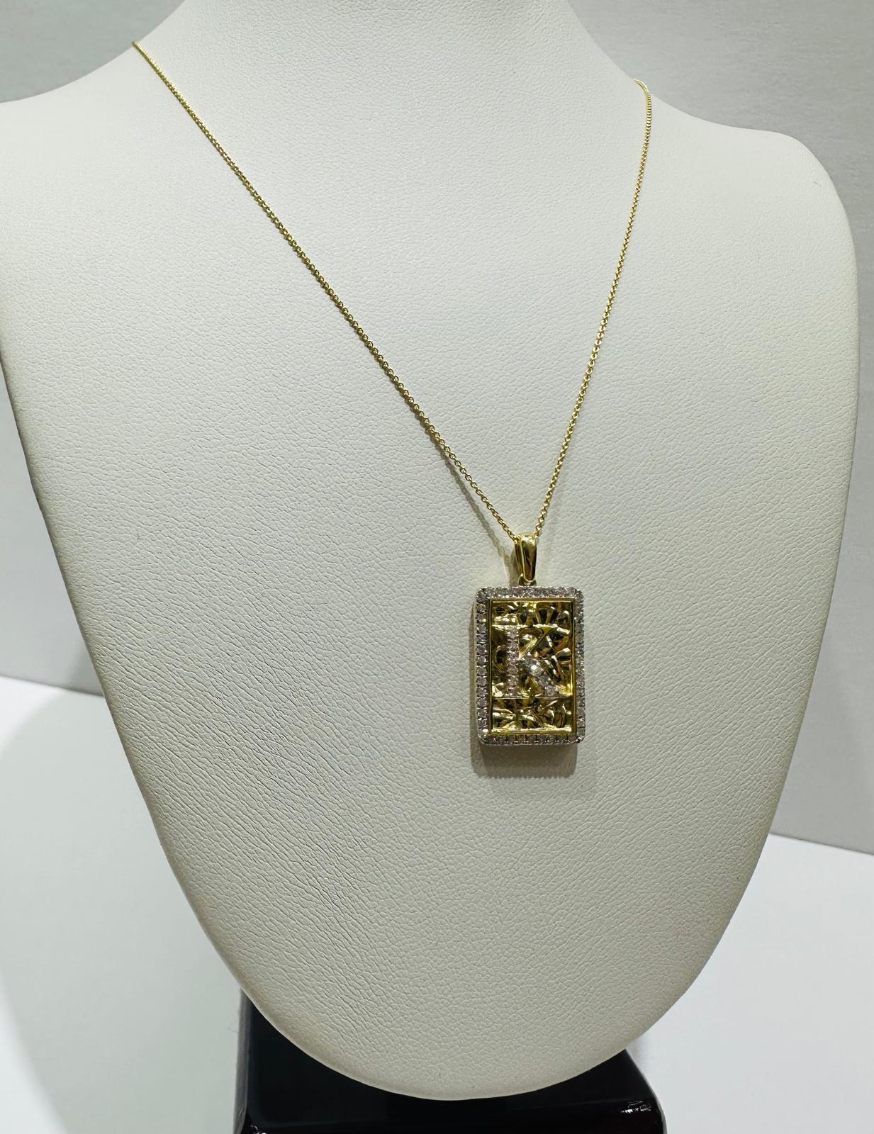 10K GOLD INTIAL LETTER "K" PENDANT DIAMOND SET- 0.25CT