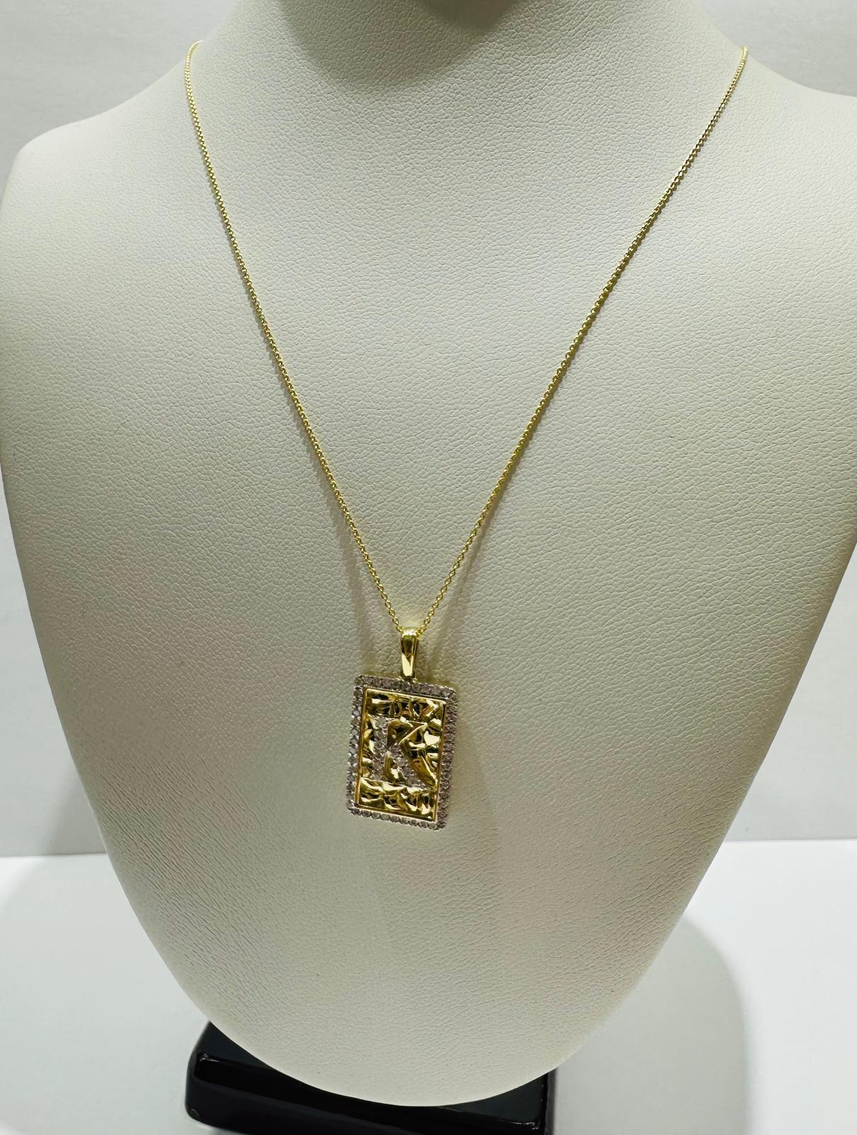 10K GOLD INTIAL LETTER "K" PENDANT DIAMOND SET- 0.25CT