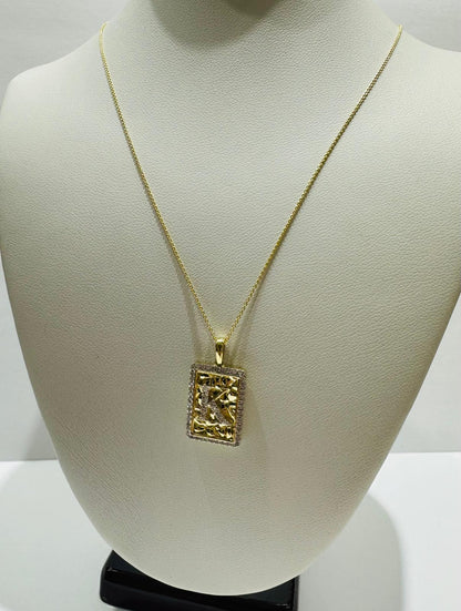 10K GOLD INTIAL LETTER "K" PENDANT DIAMOND SET- 0.25CT