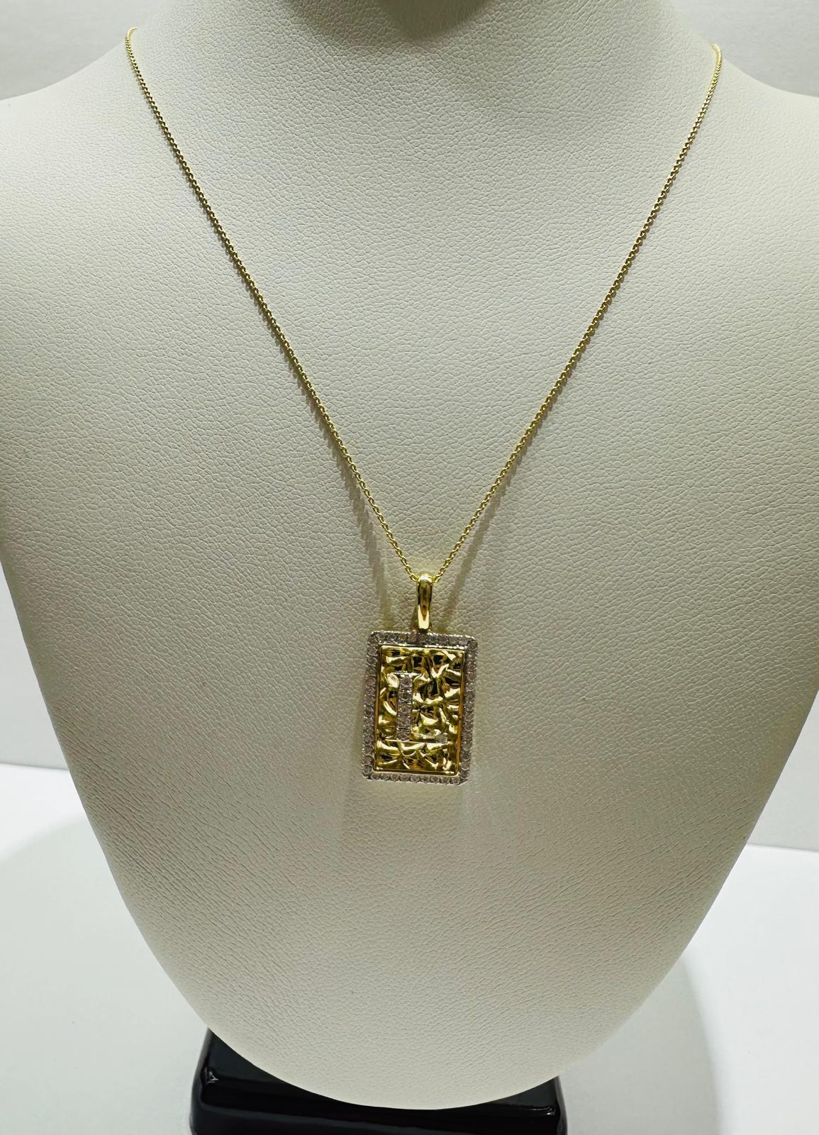 10K GOLD INTIAL LETTER "L" PENDANT DIAMOND SET- 0.25CT