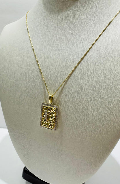 10K GOLD INTIAL LETTER "L" PENDANT DIAMOND SET- 0.25CT