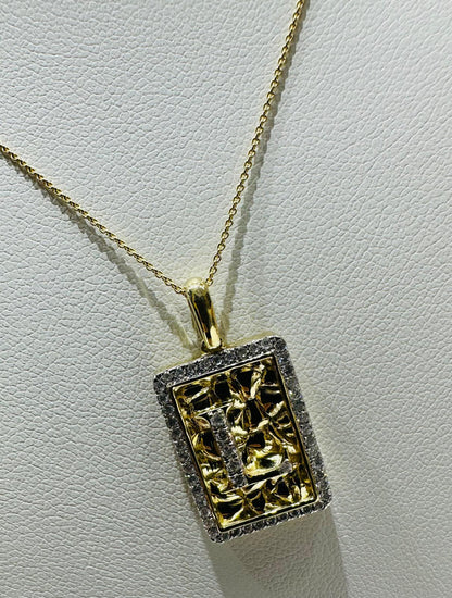10K GOLD INTIAL LETTER "L" PENDANT DIAMOND SET- 0.25CT