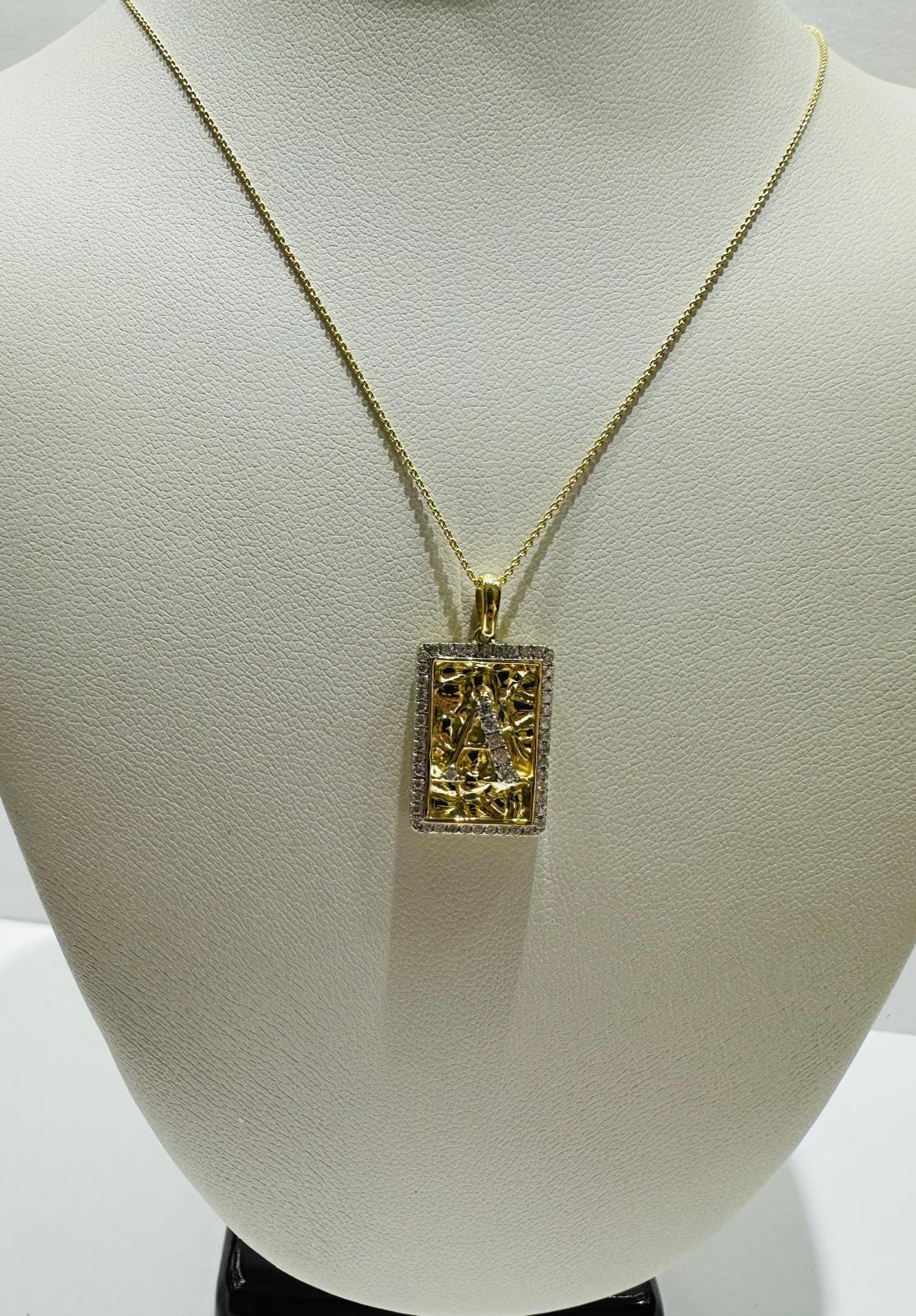 10K GOLD INTIAL LETTER "A" PENDANT DIAMOND SET- 0.25CT