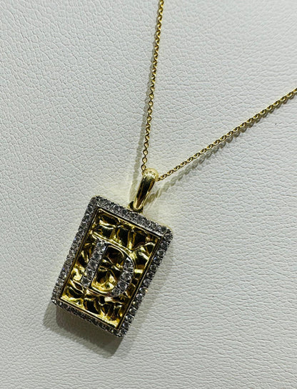 10K GOLD INTIAL LETTER "D" PENDANT DIAMOND SET- 0.25CT