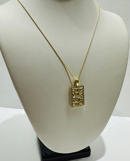 10K GOLD INTIAL LETTER "S" PENDANT DIAMOND SET- 0.25CT