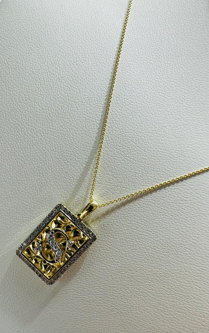 10K GOLD INTIAL LETTER "S" PENDANT DIAMOND SET- 0.25CT