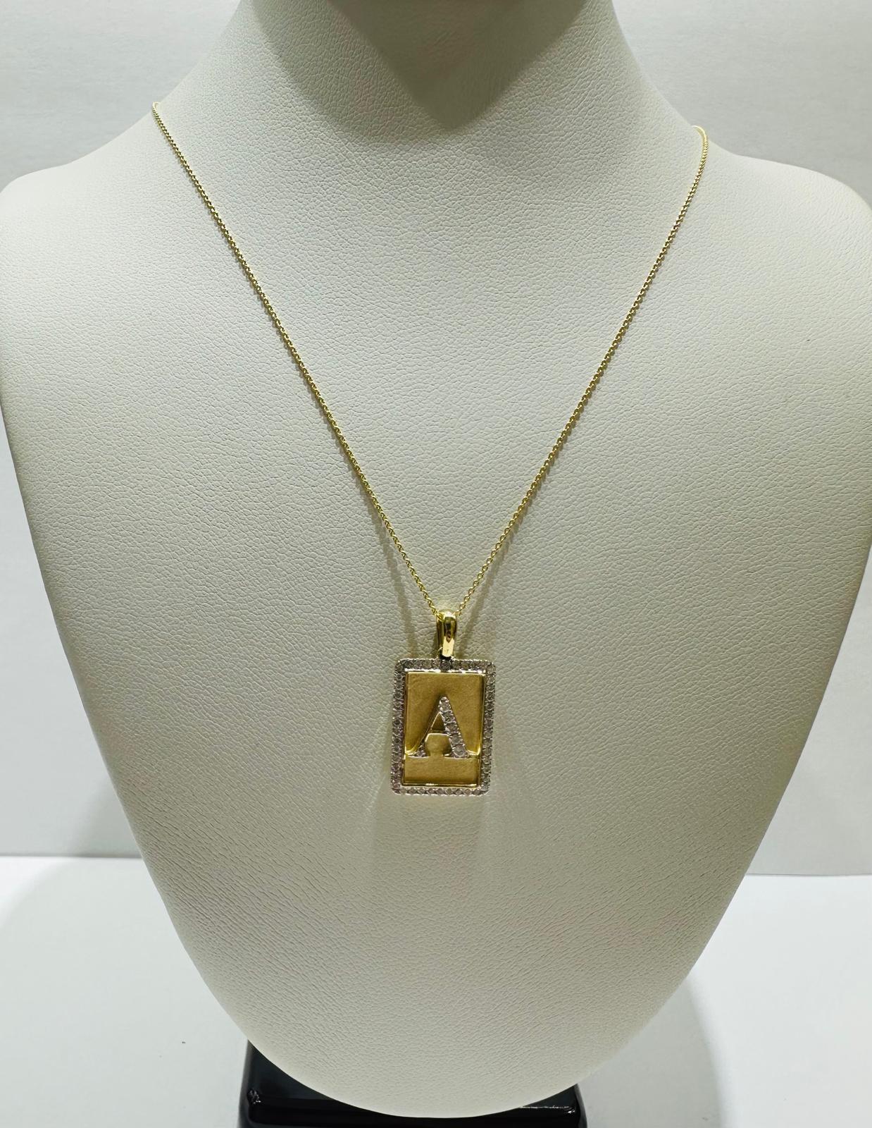 10K GOLD INTIAL LETTER "A" PENDANT DIAMOND SET- 0.25CT