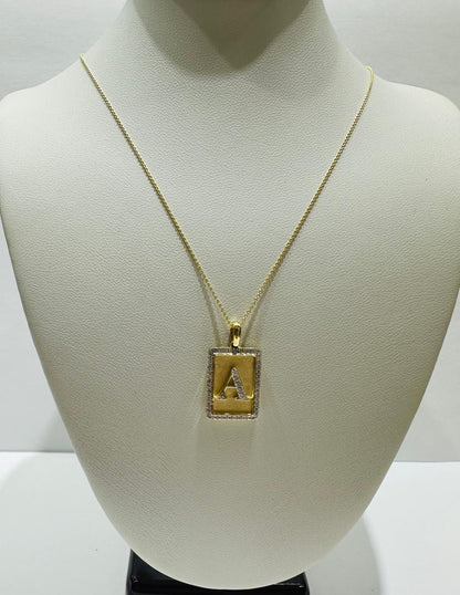 10K GOLD INTIAL LETTER "A" PENDANT DIAMOND SET- 0.25CT