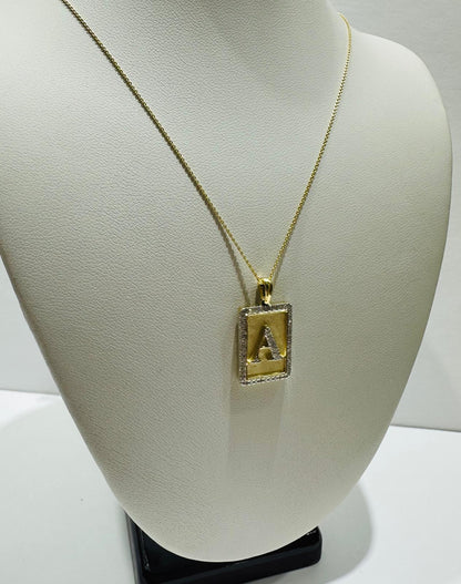 10K GOLD INTIAL LETTER "A" PENDANT DIAMOND SET- 0.25CT