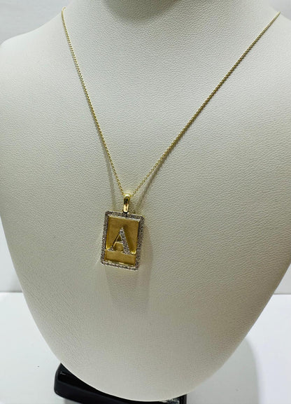 10K GOLD INTIAL LETTER "A" PENDANT DIAMOND SET- 0.25CT