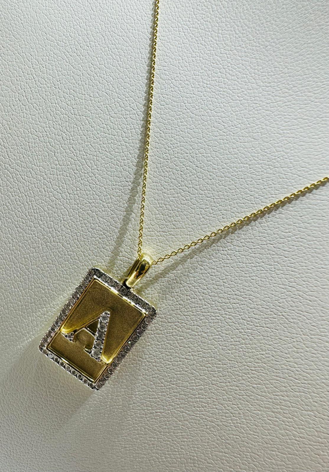 10K GOLD INTIAL LETTER "A" PENDANT DIAMOND SET- 0.25CT