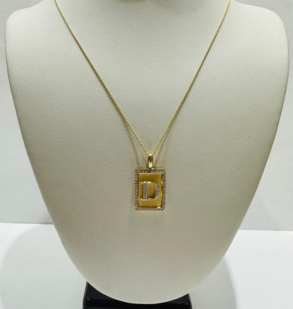 10K GOLD INTIAL LETTER "D" PENDANT DIAMOND SET- 0.25CT