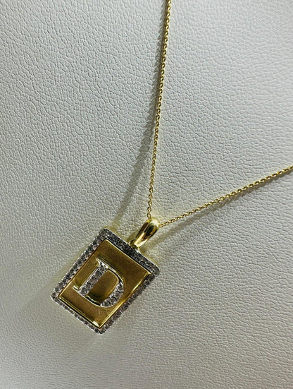 10K GOLD INTIAL LETTER "D" PENDANT DIAMOND SET- 0.25CT